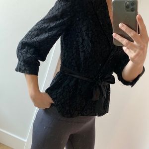 Belted lace blazer